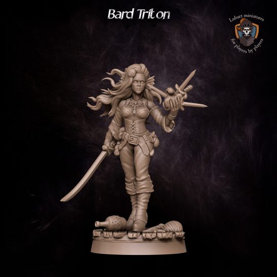Bard Triton. DnD miniature. Character